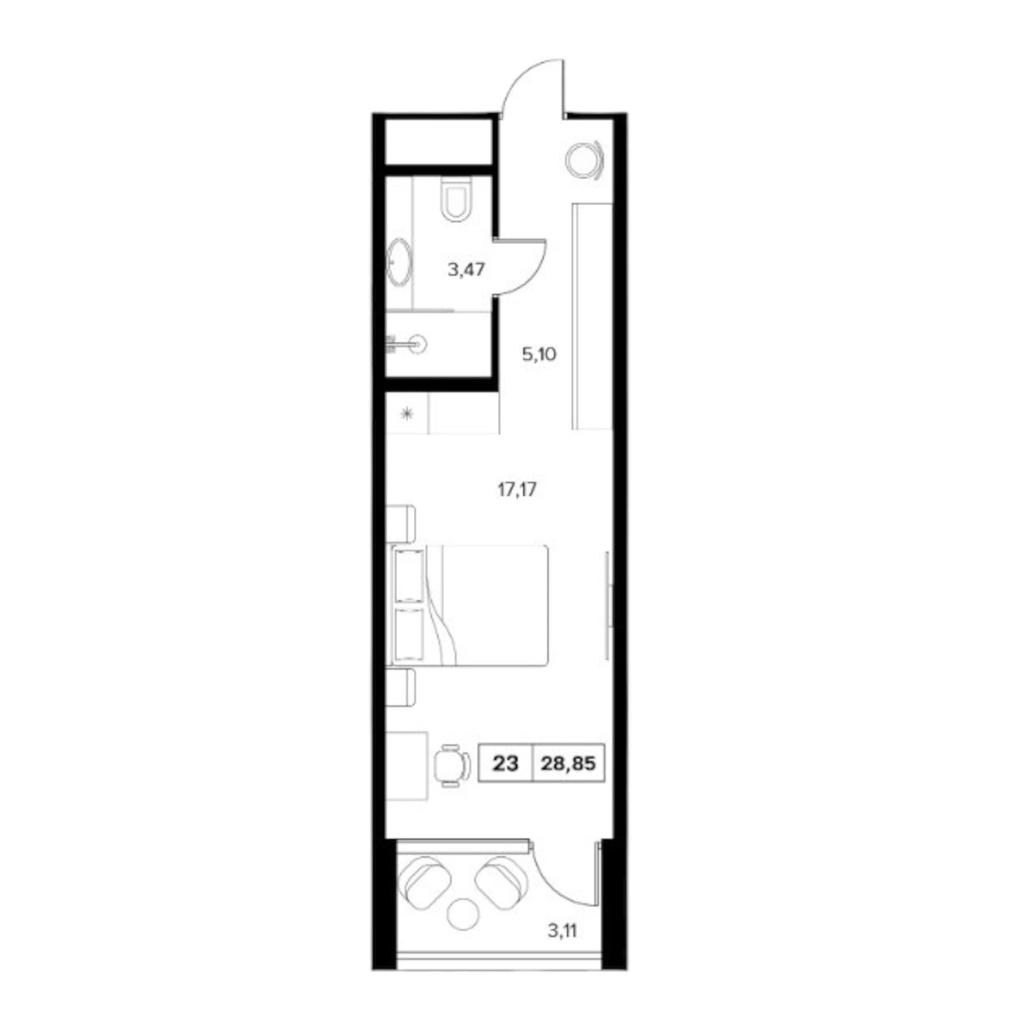 Планировка 28,85 м², Белые ночи