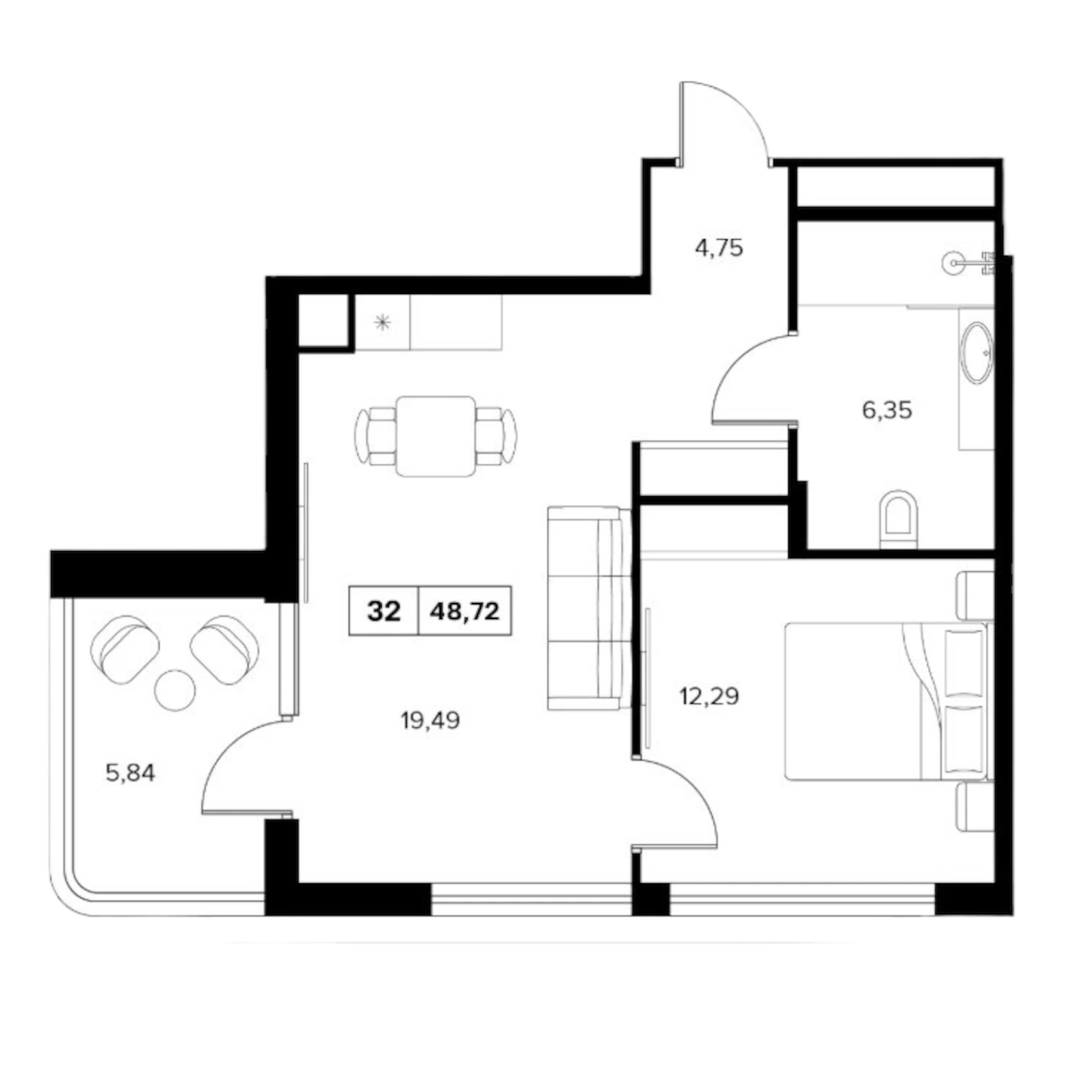 Планировка 48,72 м², Белые ночи