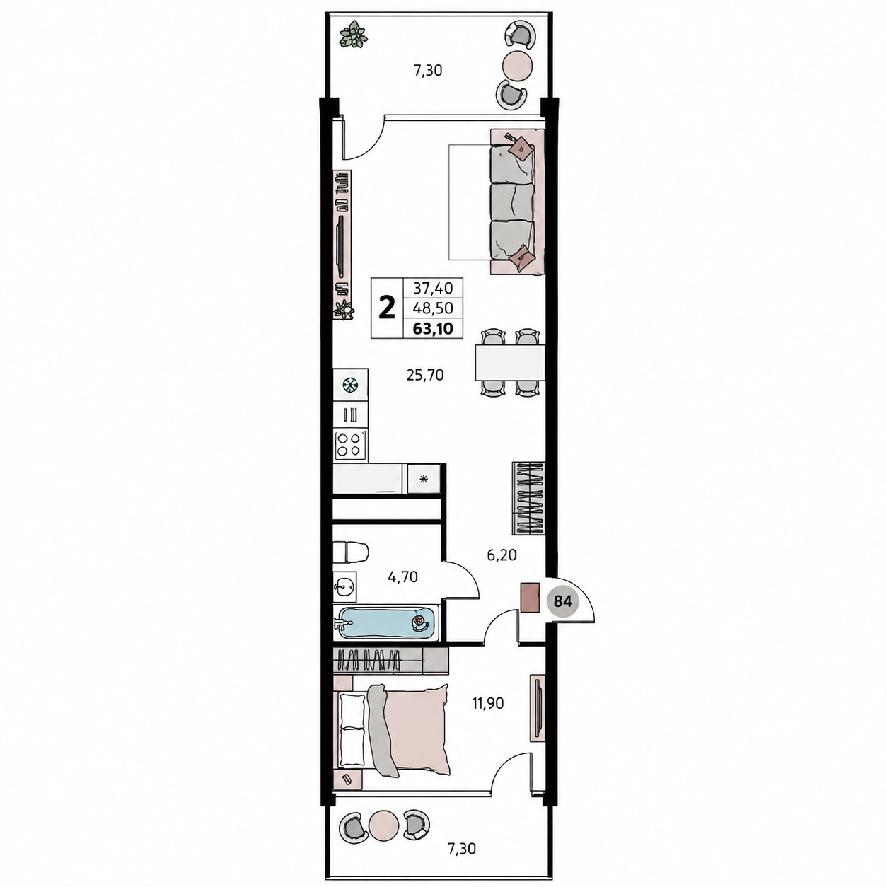 Планировка Atlantis 63,1 м²