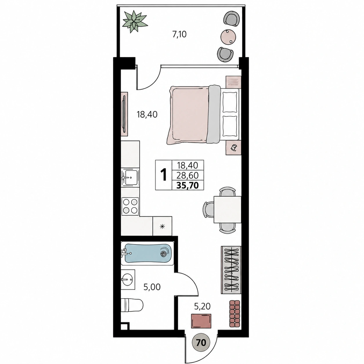 Планировка Atlantis 35,7 м²