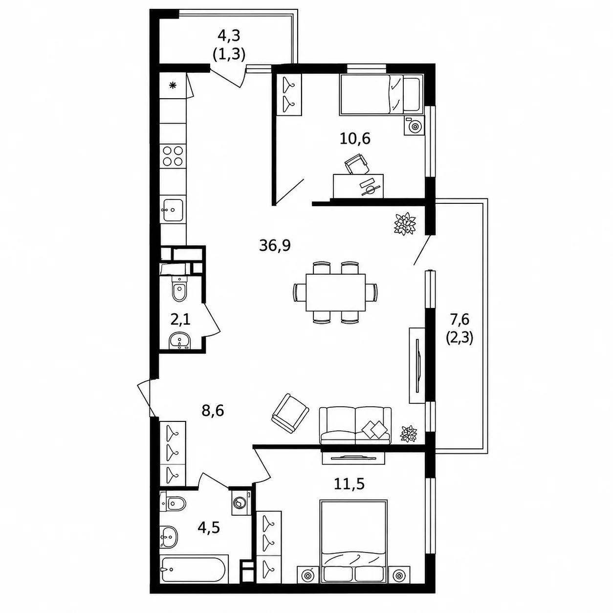 Планировка Лестория 77,8 м²