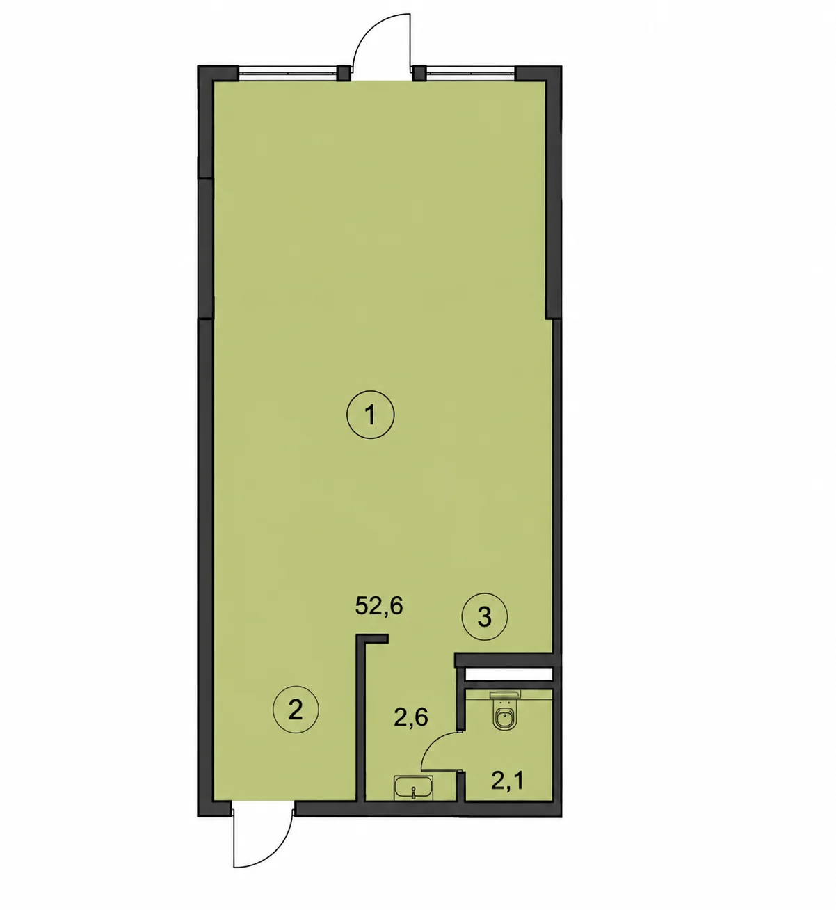 Планировка Поляна Пик 57,3 м²