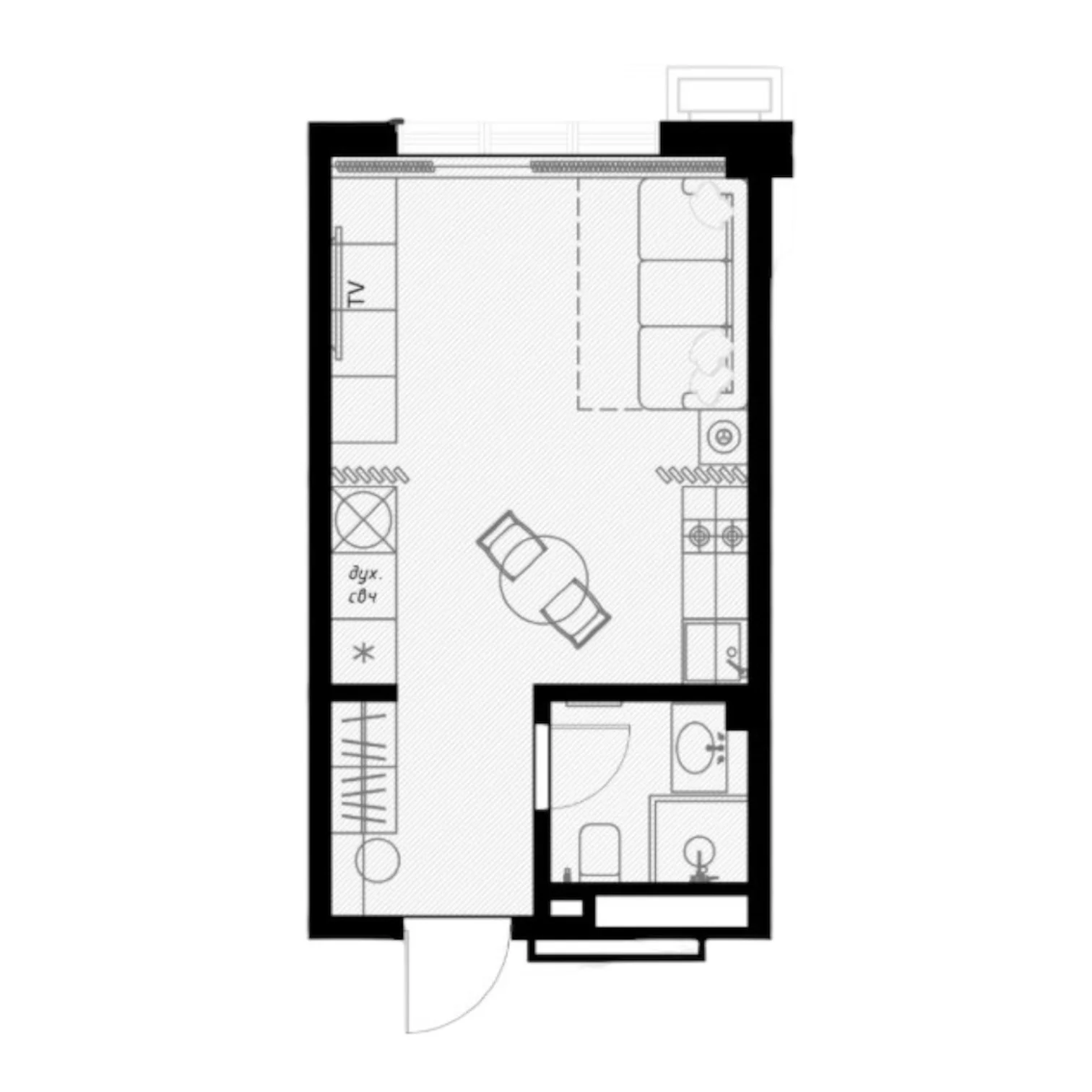 Планировка Оливия 25,2 м²