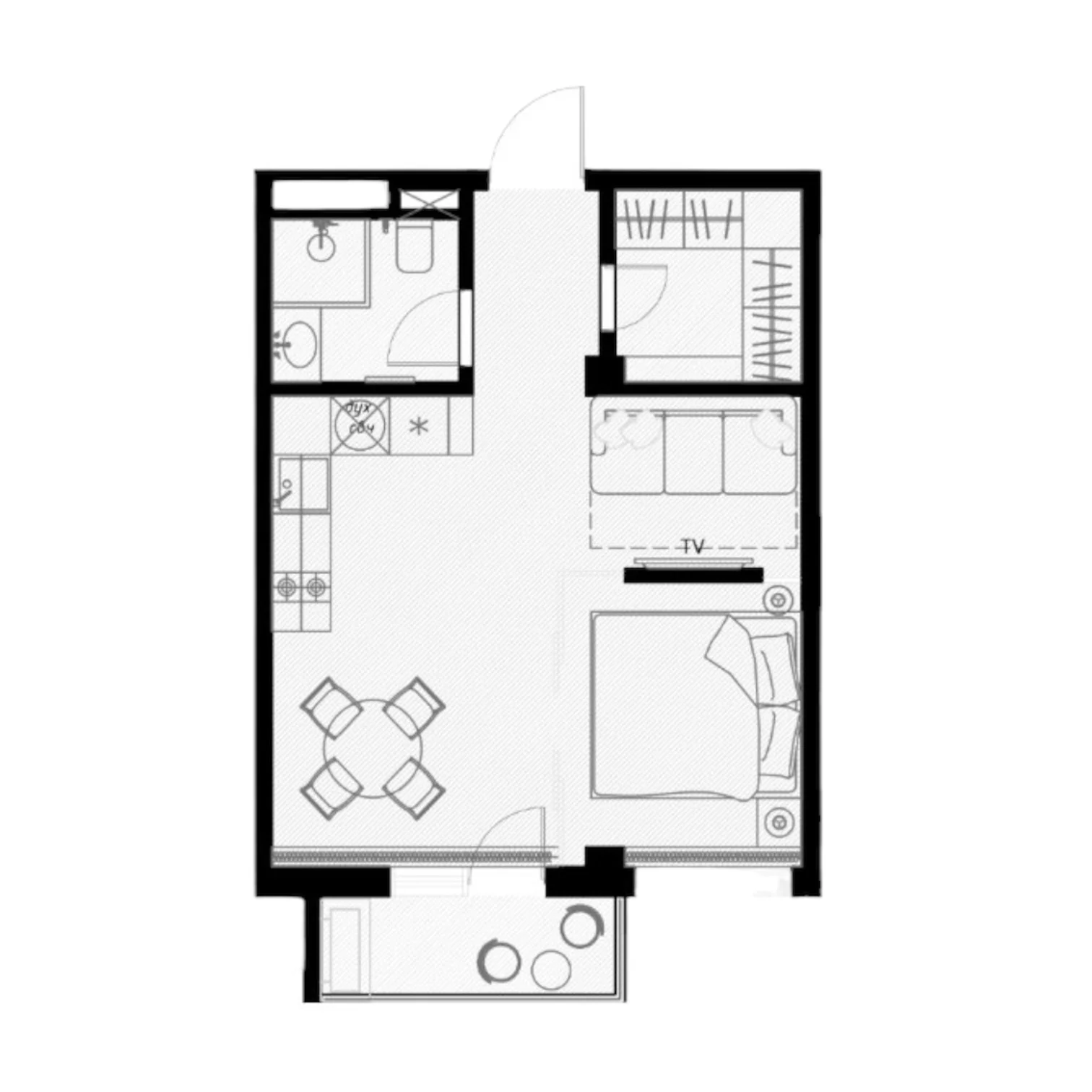 Планировка Оливия 39,3 м²