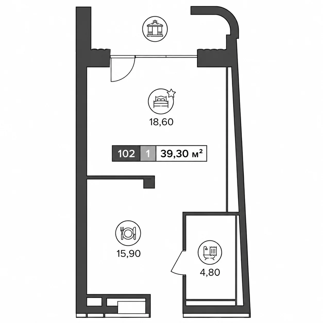 Планировка Мантера Residence 39,3 м²