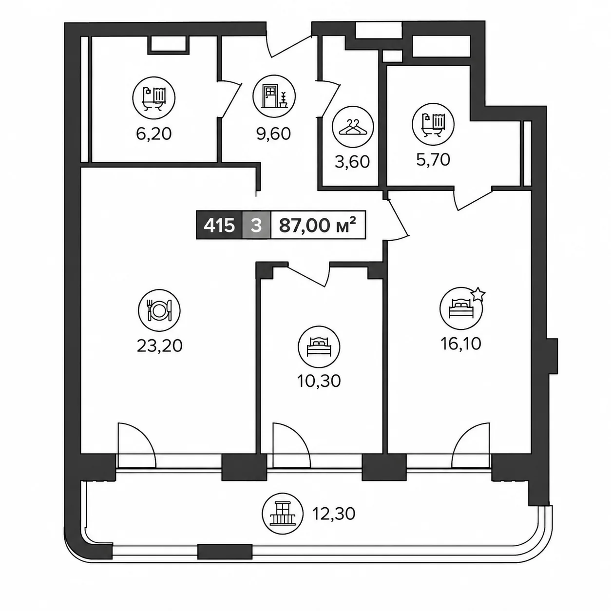 Планировка Мантера Residence 87 м²